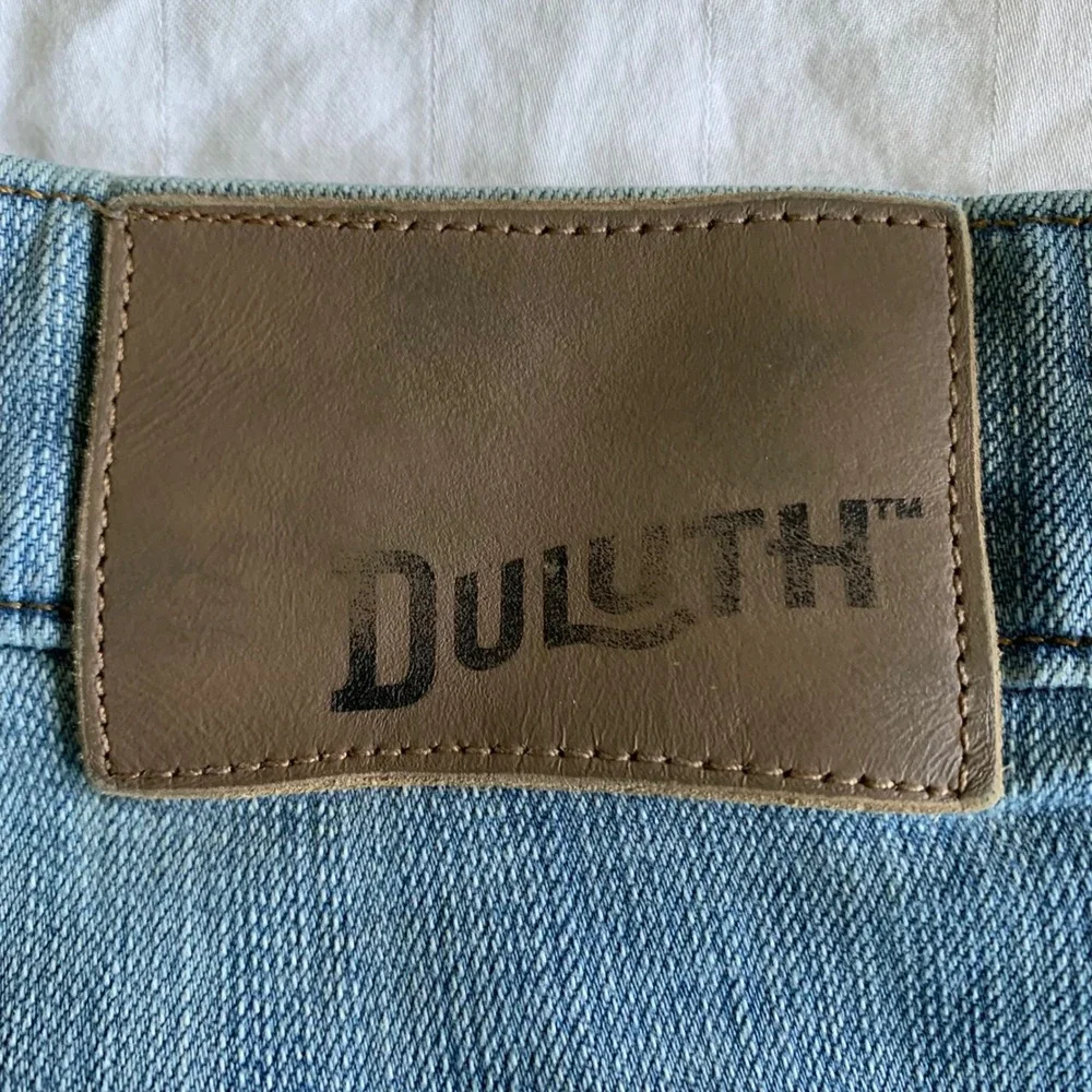 Duluth 34x30 Ballroom Double Flex Jeans Light Blue Standard Fit Utility Workwear